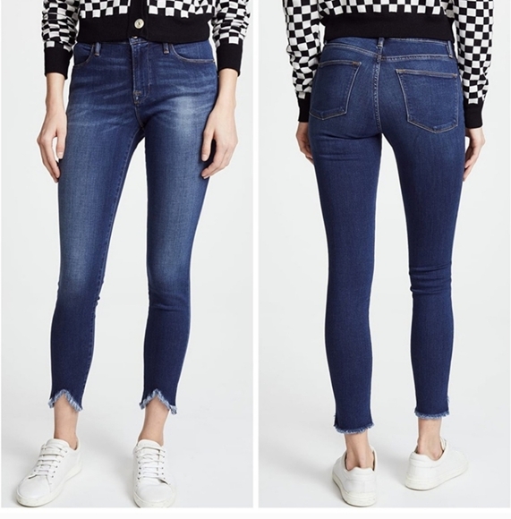 FRAME Denim Le High Rise Skinny Raw Hem Jeans - Picture 1 of 13
